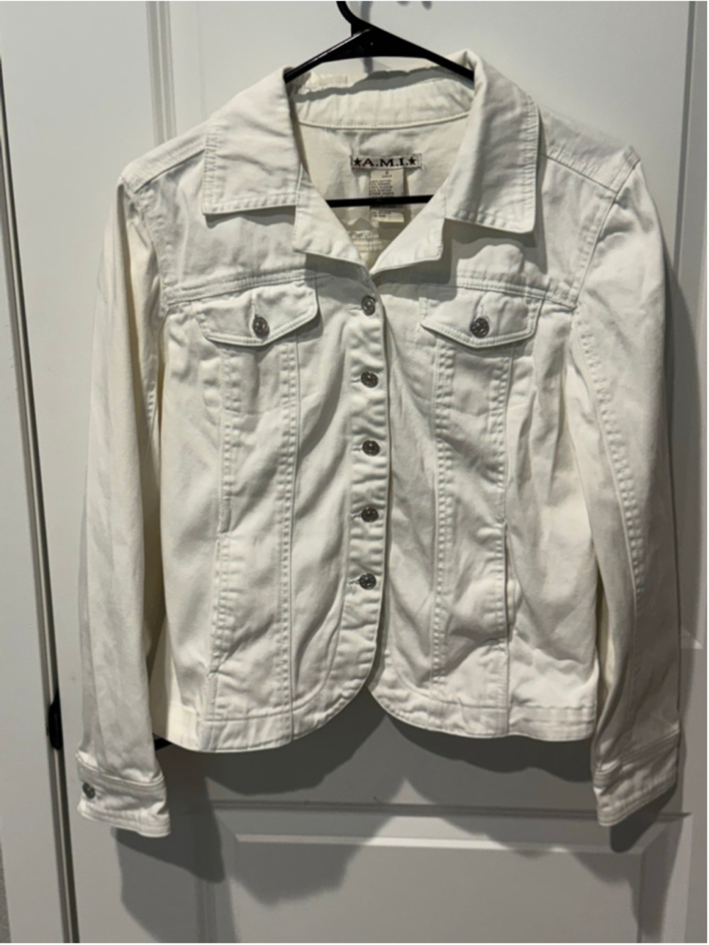Women's Y2K A.M.I. White Stretch Jean Jacket S
